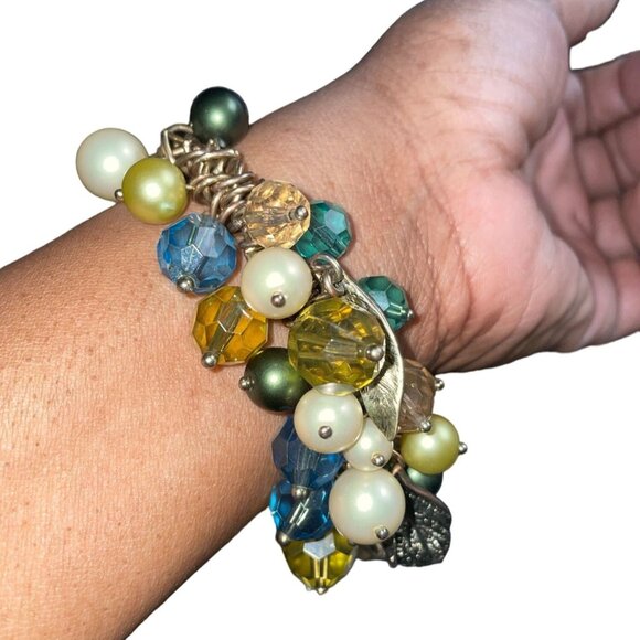 Beaded Bracelete Faux Pearl Gold Tone Leaves Retro Fashion u Jewelry Accessory S - Picture 9 of 9